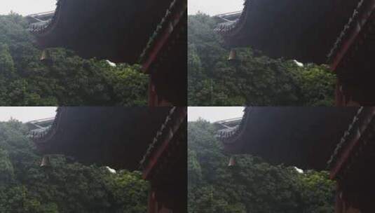 雨天古风建筑屋檐下雨水滴意境高清在线视频素材下载