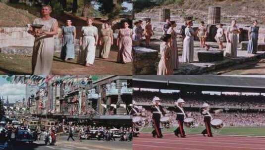 1956年奥运会 圣火传递 开幕式高清在线视频素材下载