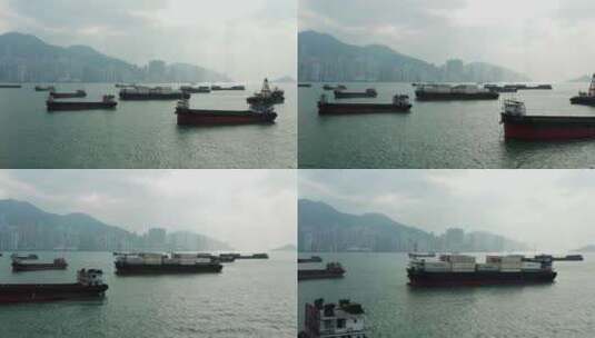 香港船只在南海空中航行高清在线视频素材下载