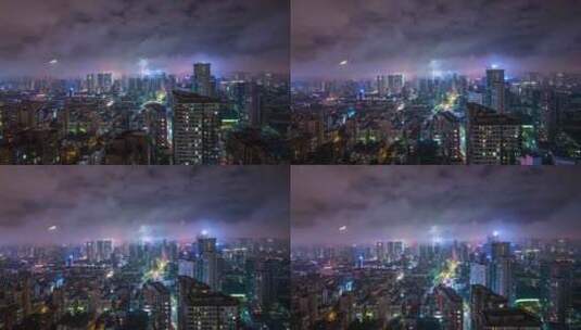 沈阳73年以来最强降雨过后的平流雾夜空高清在线视频素材下载