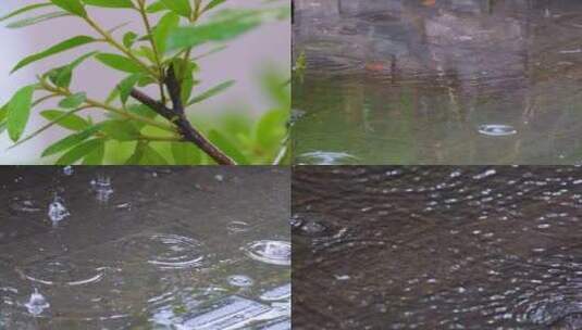 城市马路道路下暴雨倾盆大雨下雨天雨水雨滴高清在线视频素材下载