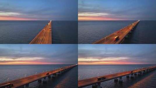 东海大桥夜景 上海建设 临港 跨海大桥高清在线视频素材下载