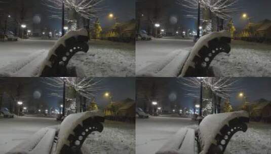 白雪覆盖下的长椅高清在线视频素材下载