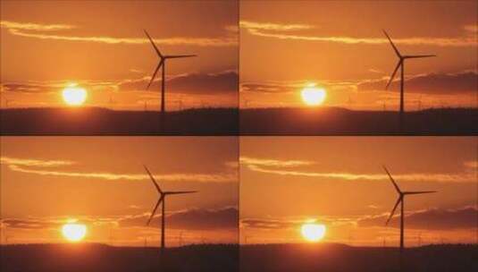 日落时风车的视频高清在线视频素材下载