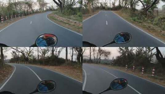 后座乘客拍摄的摩托车公路旅行视频高清在线视频素材下载