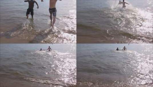 向大海跑去的男人高清在线视频素材下载
