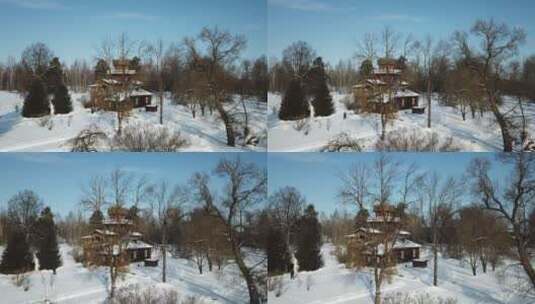 乡村庄园雪后寒冷的一天高清在线视频素材下载