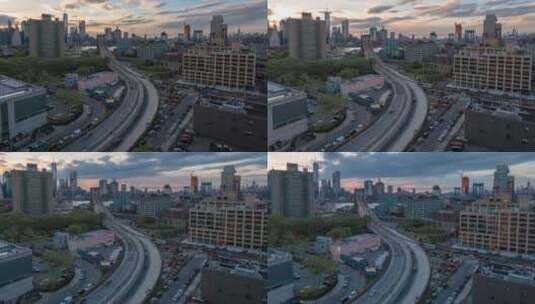 城市公路上穿梭的汽车延时拍摄高清在线视频素材下载