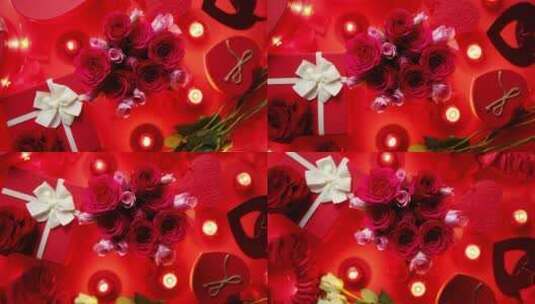 情人节浪漫的玫瑰盒高清在线视频素材下载