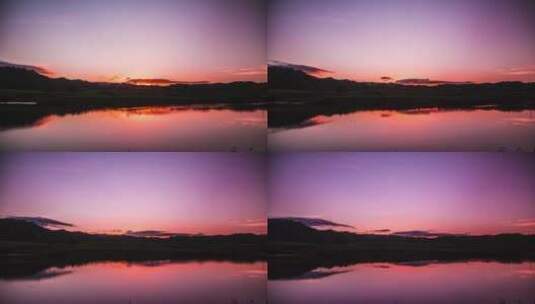 湖上的延时日落美景高清在线视频素材下载