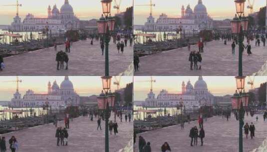 游客沿着威尼斯运河行走参观高清在线视频素材下载