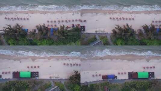 横移俯瞰海浪沙滩游客2高清在线视频素材下载