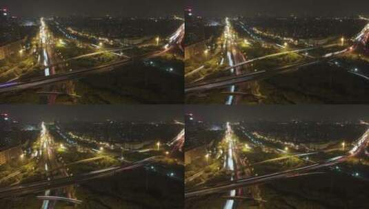 上海莘庄立交桥4K夜景航拍高清在线视频素材下载