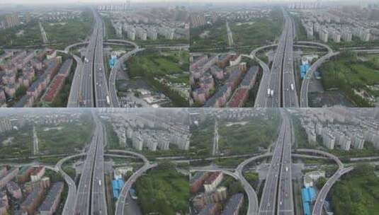上海吴龙路立交桥4K航拍高清在线视频素材下载