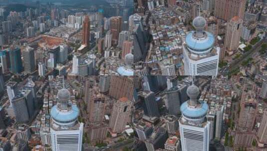 城市高楼视频深圳罗湖商业区高层建筑群高清在线视频素材下载
