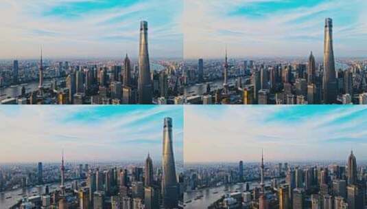 上海中心大厦航拍高清在线视频素材下载