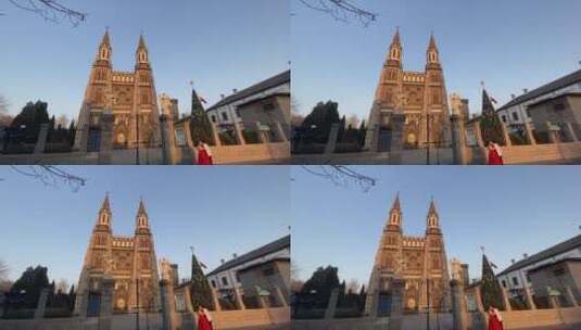 济南历城区天主教堂高清在线视频素材下载