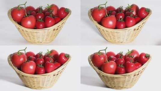 4K影棚拍摄一篮子西红柿高清在线视频素材下载