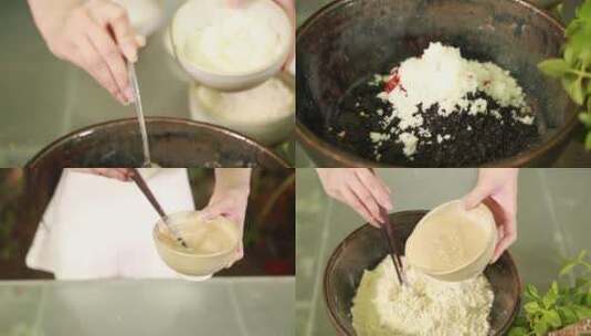 【镜头合集】制作养发糕食材高清在线视频素材下载