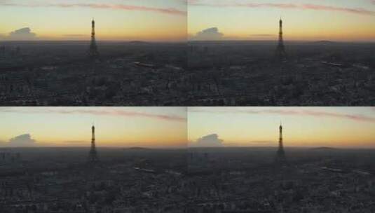 巴黎日出_空中天际线拍摄高清在线视频素材下载