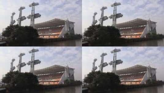 广州海心沙亚运公园主题体育馆高清在线视频素材下载