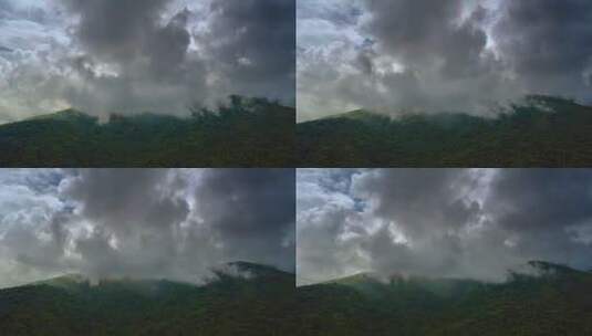 乌云密布水汽缭绕森林雾气自然风景高清在线视频素材下载