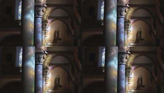 教堂光影圣母像高清在线视频素材下载