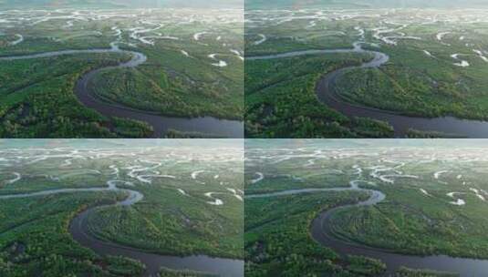 航拍内蒙亚洲第一湿地高清在线视频素材下载