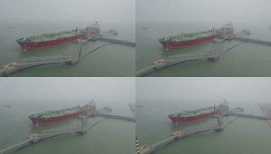 城市航拍 天津港口 码头的货轮 远景高清在线视频素材下载