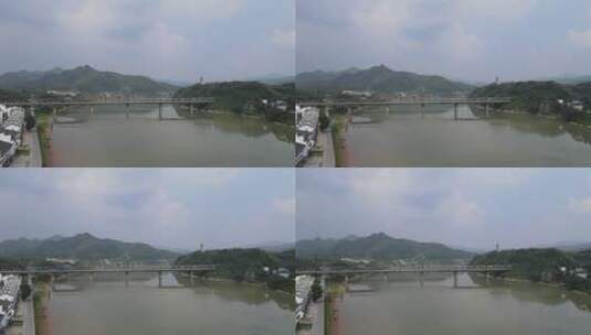 湖南洪江跨河铁路航拍高清在线视频素材下载