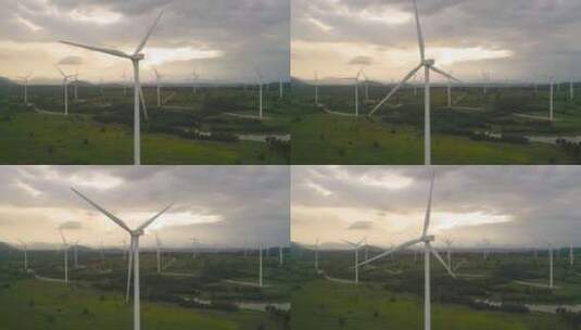 4K航拍风车山风力发电视频高清在线视频素材下载