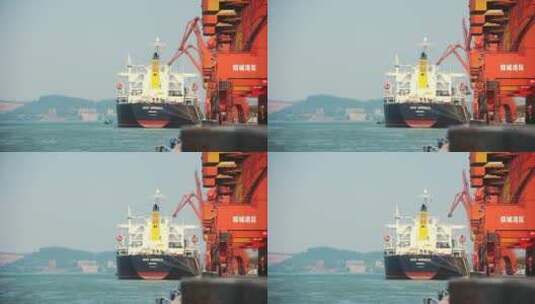 海港港口船只卸货高清在线视频素材下载