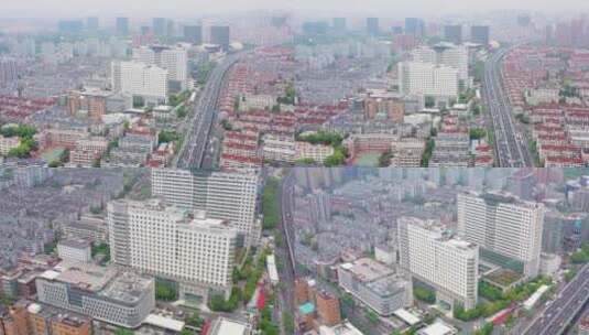 上海第十人民医院航拍高清在线视频素材下载