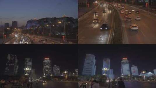 乌鲁木齐西大桥红山灯光秀夜景车流4K延时高清在线视频素材下载