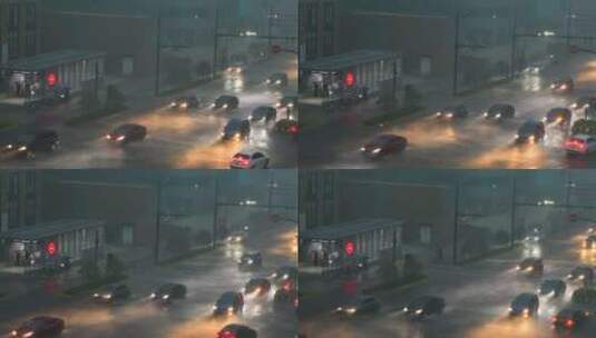 傍晚城市暴雨中车流高清在线视频素材下载