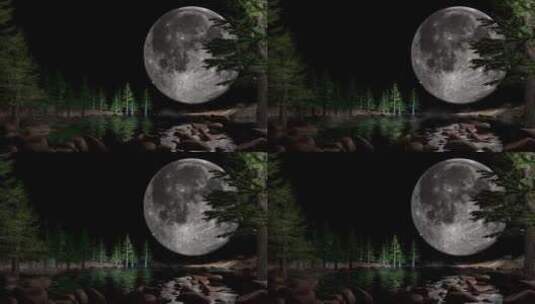 圆月下的风景高清在线视频素材下载