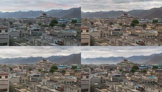西藏 拉萨 布达拉宫 日出 清晨 夜转日高清在线视频素材下载