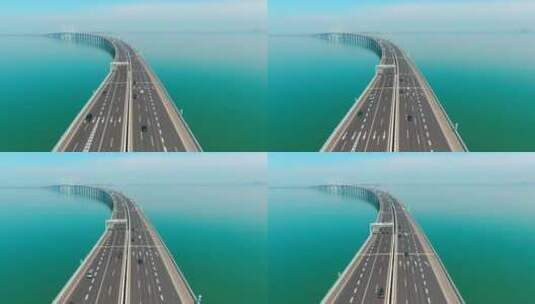 4K航拍胶州湾跨海大桥-桥梁交通大海高清在线视频素材下载