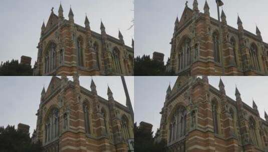 学院教堂的追踪镜头高清在线视频素材下载