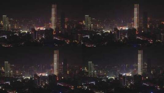 航拍长沙城市夜景建筑高清在线视频素材下载