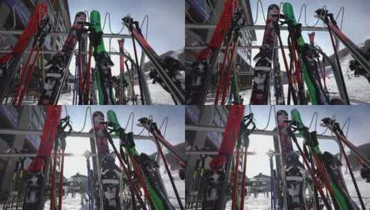 滑雪体育场景滑板雪橇滑雪板高清在线视频素材下载