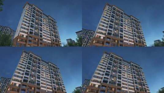 高层建筑外立面三维动画高清在线视频素材下载
