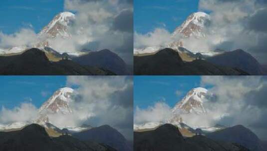 冬季巨大雪山高清在线视频素材下载