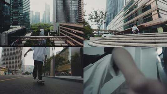 城市街头滑板 杭州高清在线视频素材下载