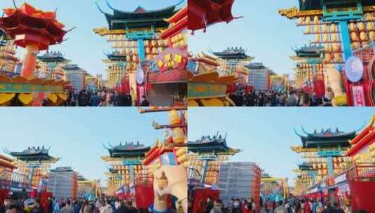 春节热闹的步行街逛街元宵节闹元宵高清在线视频素材下载