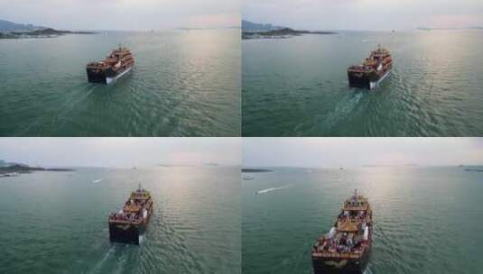 三亚海面上行驶的各种客轮与游艇高清在线视频素材下载