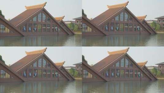 8K实拍上海广富林遗址公园建筑高清在线视频素材下载