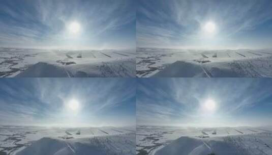 航拍雪域雪原日晕高清在线视频素材下载