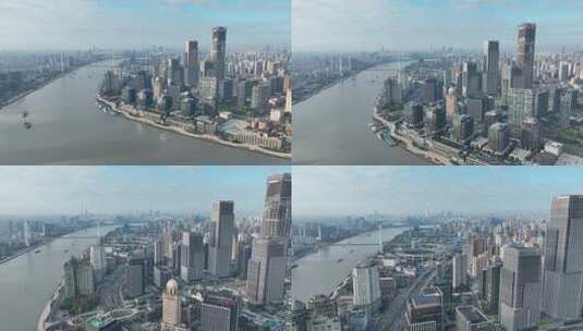 上海北外滩CBD绿地金融广场航拍4K-6高清在线视频素材下载