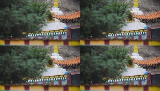 山坡上的寺院建筑高清在线视频素材下载